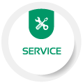 Icon mit Text "Service"